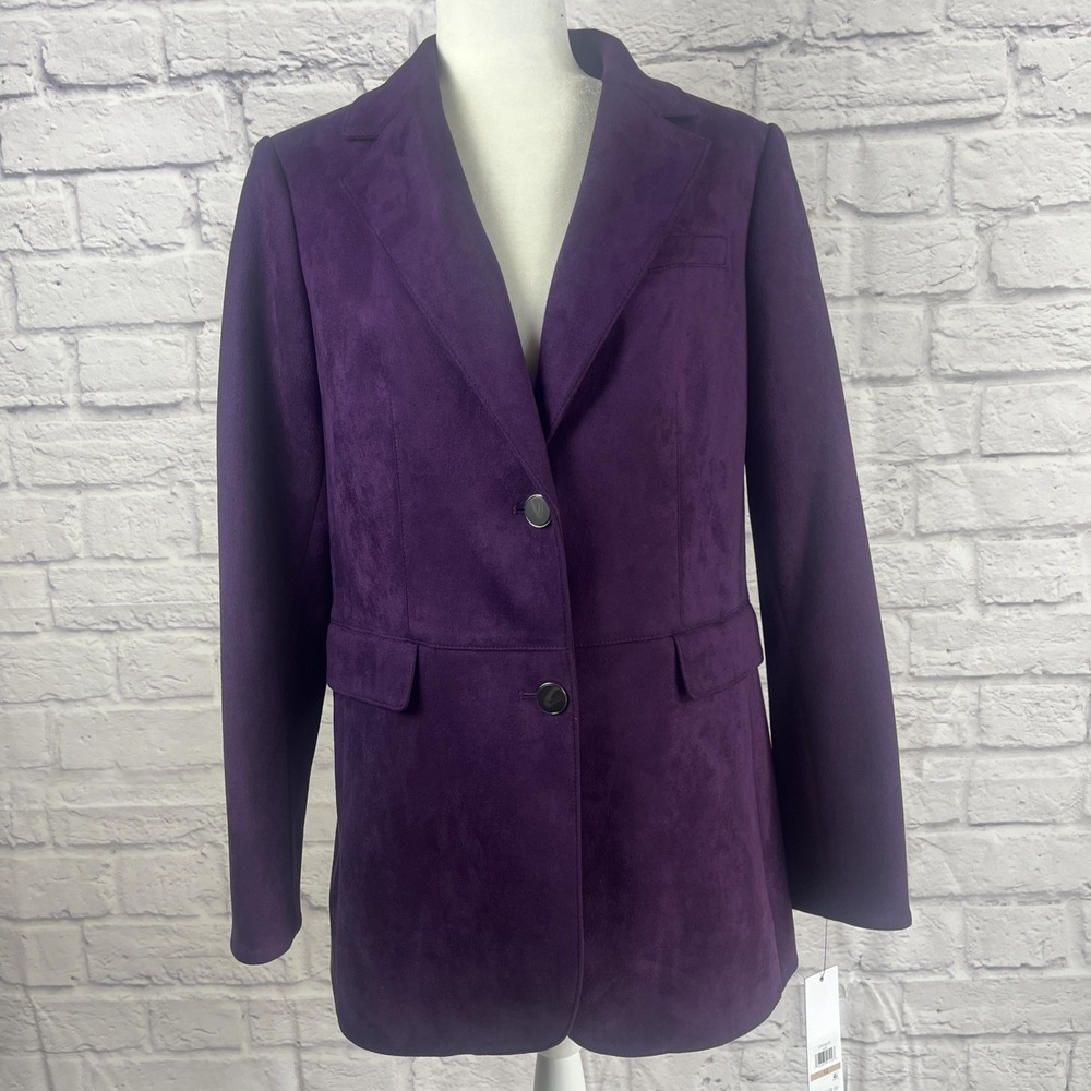 Calvin Klein NWT Women's Dark Academia Retro Purple Faux Suede Lined Jacket 12